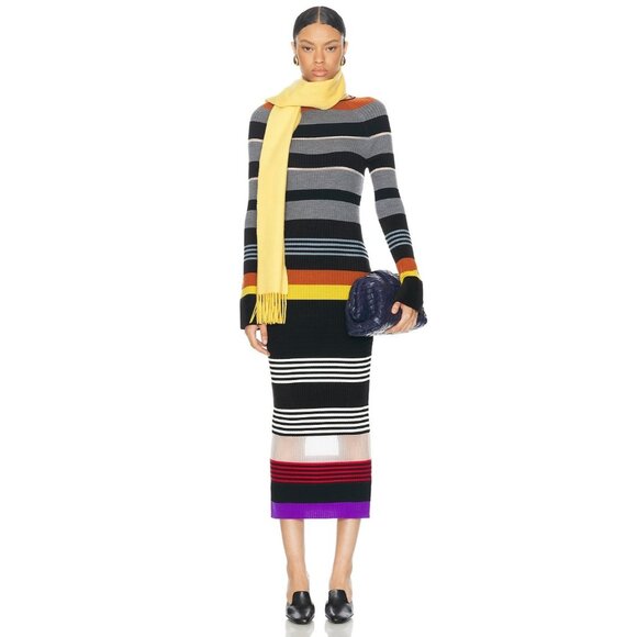 Zankov Leigh Dress in Black Multi Stripe Knit - Picture 4 of 4